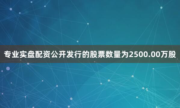 专业实盘配资公开发行的股票数量为2500.00万股